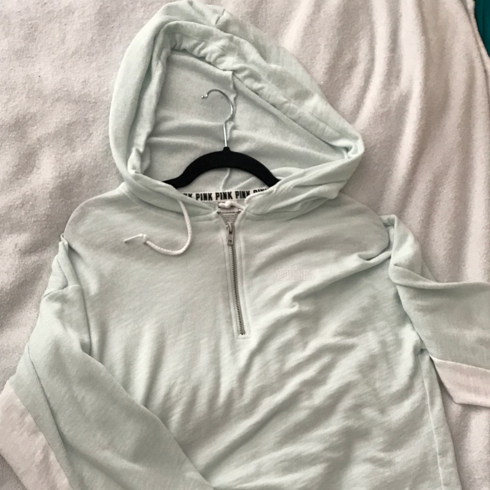 Cropped mint green pink hoodie